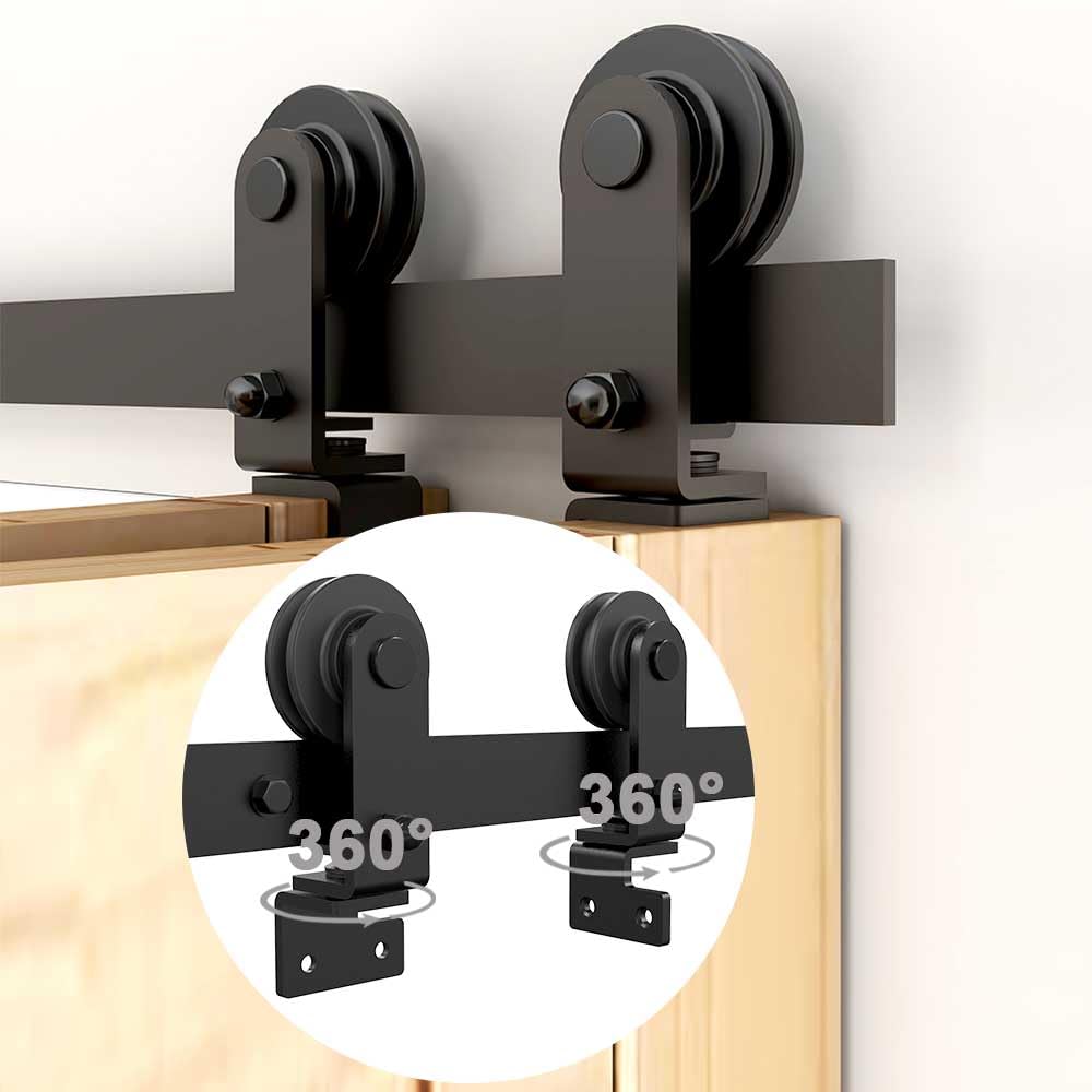 CCJH 6FT/183CM Plegables Herraje para Puerta Corredera Kit de Accesorios para Puertas Correderas de Graneros Estilo de libro T Shaped