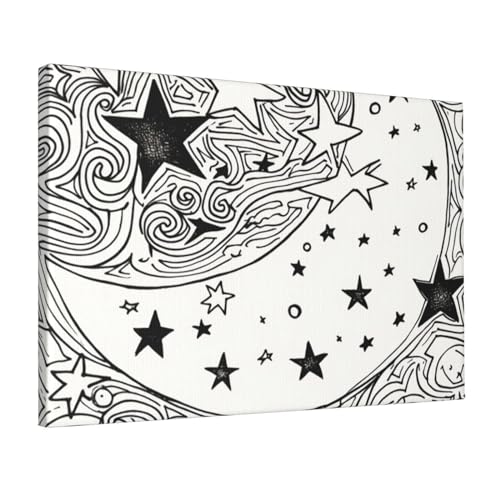 Décoration murale esthétique étoiles sur toile haut de gamme 30x45cm