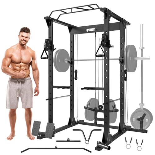 ONNO Power Cage,Power Rack with Adjustable Cable Crossover System,All in One Multi-Function Workout Cage,Squat Rack Home Gym and More Training Attachment