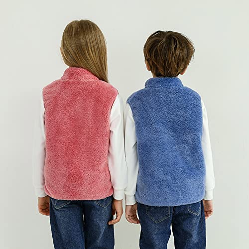 Toddler Boys Girls Fleece Vest Kids Polar Fleece Zipper Jacket Sleevless Fall Winter Warm Outerwear With Pockets 2-6Y4