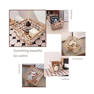 Hyacinth Open Weave Home Basket for Bedroom, Small Baskets for Gifts,Office and Picnic Storage - Holds Papers, Jewellery, Coffee, Keys and Accessories (2 pcs) Hyacinth Open Weave Home Basket for Bedroom Small Baskets for GiftsOffice and Picnic Storage Holds Papers Jewellery Coffee Keys and Accessories 2 pcs
