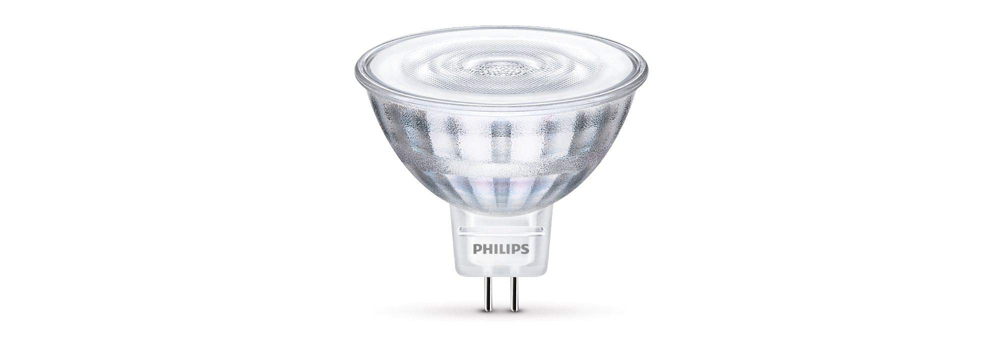 Philips LED Warm White Dimmable Spot Light, Glass, Silver, GU5.3, 5 W