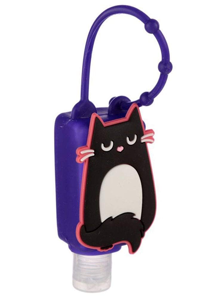 Cat Hand Sanitizer Holder Pouch - Cute Zippered Case With Snap Hook For 1oz Spray Bottles