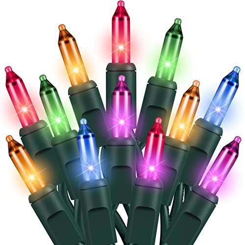 Dirnun Christmas Lights Multicolor 100 Count Incandescent Light UL Certified Connectable Christmas Tree Lights with Green Wires for Indoor Outdoor Xmas, Wedding, Holiday, Party, Home Decorations by Dirnun - Used condition - US$12.25