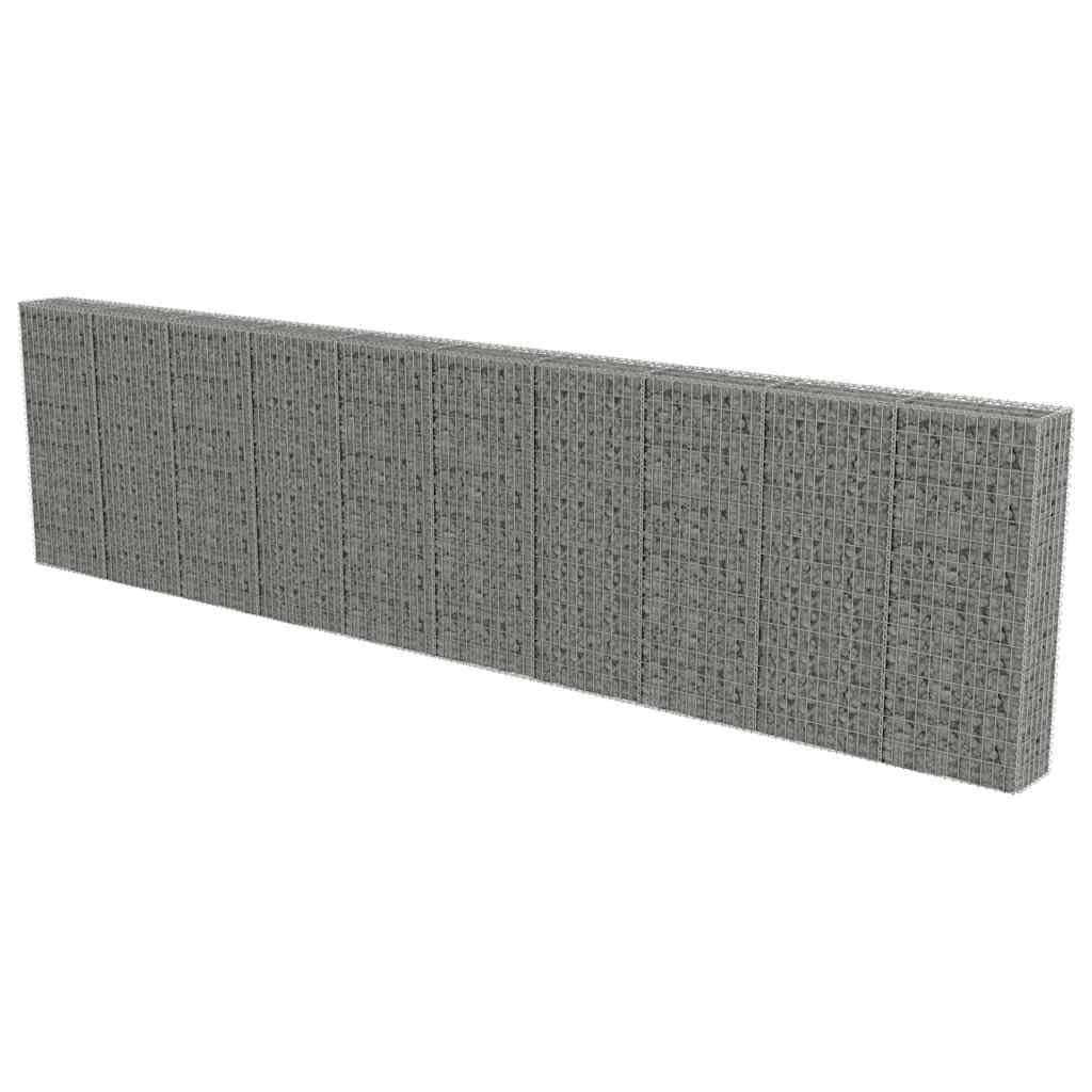 Yngbhfnop Silver Gabion Wall With Covers Galvanised Steel 600X30x150 Cm Retaining Wall Basket For Garden Landscape Erosion Control Rustproof Heavy Duty Fence