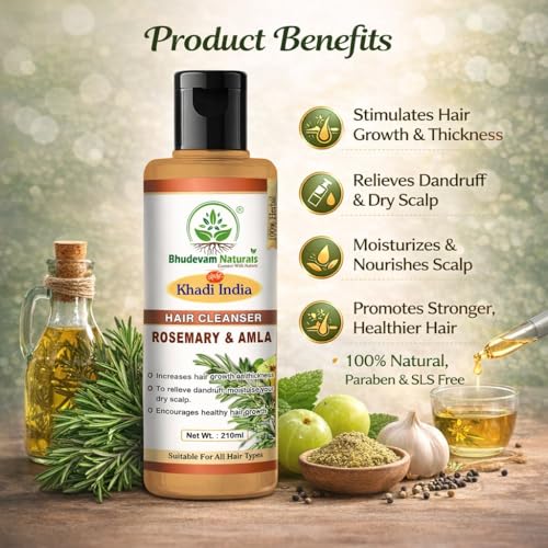 Image of Rosemary & Amla Herbal Hair Shampoo for Hair Fall Control, Scalp Nourishment & Strong Healthy Hair, Deep Cleansing Shampoo for Men & Women (PACK OF 2)