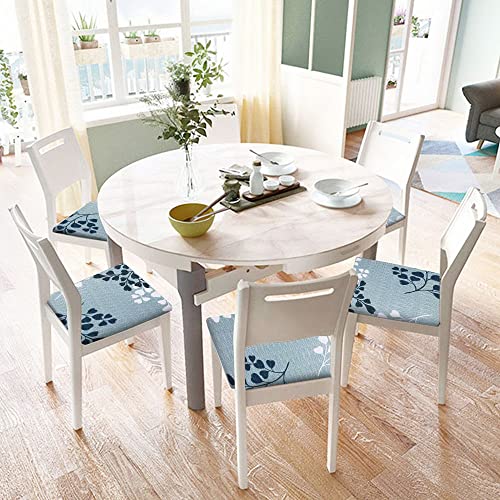 Image of SearchI Seat Covers for Dining Room Chairs Stretch Printed Chair Seat Covers Set of 6, Removable Washable Upholstered Chair Seat Protector Cushion Slipcovers for Kitchen, Office(Leaves Pattern)