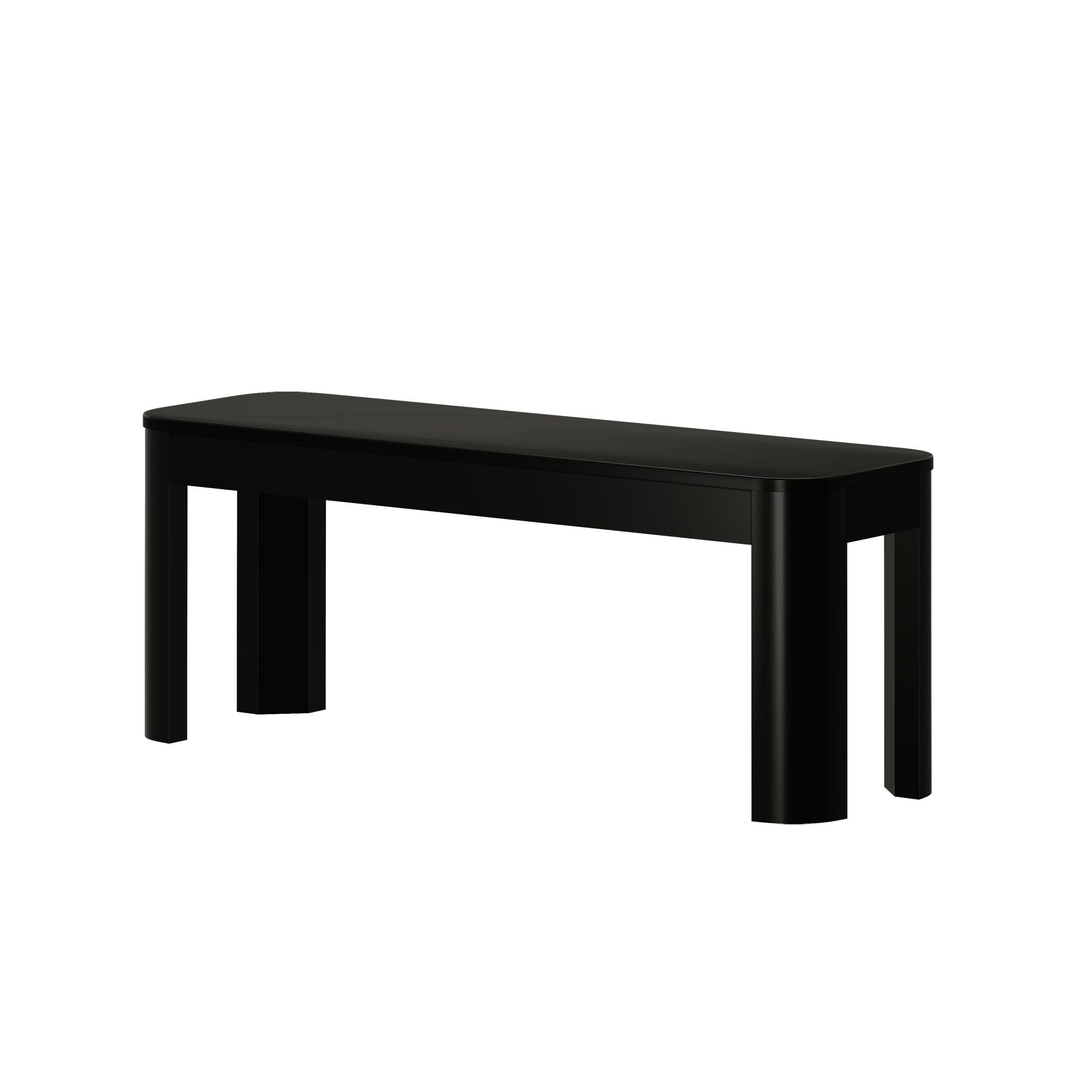 Plank+Beam Contour Dining Bench, 46 Inch, Black | Non-Toxic Finishes, Easy Assembly, Modern Style, Quick Setup, Solid Wood