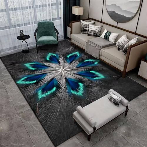 Tapis de salon lavable antidérapant grand format à plumes - 2