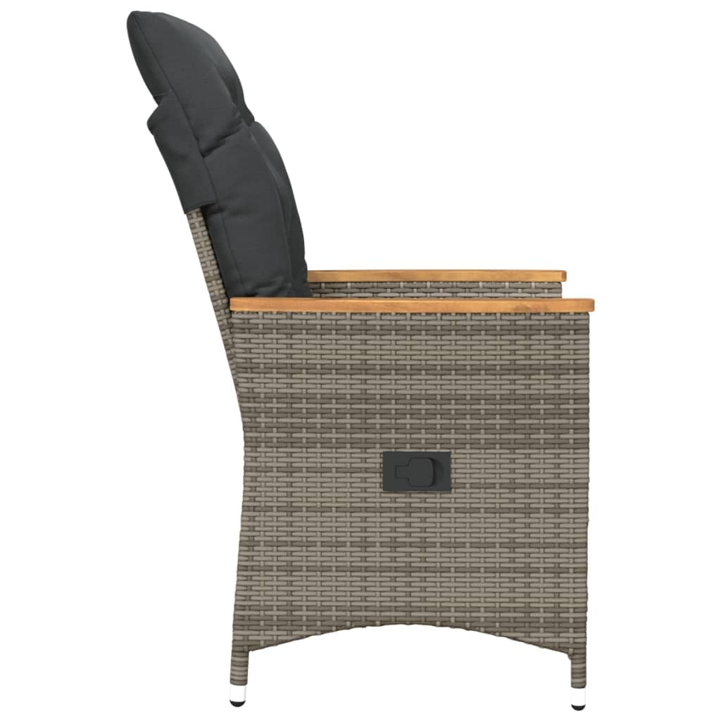 Poltrona reclinabile da giardino con cuscini in rattan sintetico grigio sedie da esterno resistente alle intemperie, poltrone per terrazze, mobili da giardino