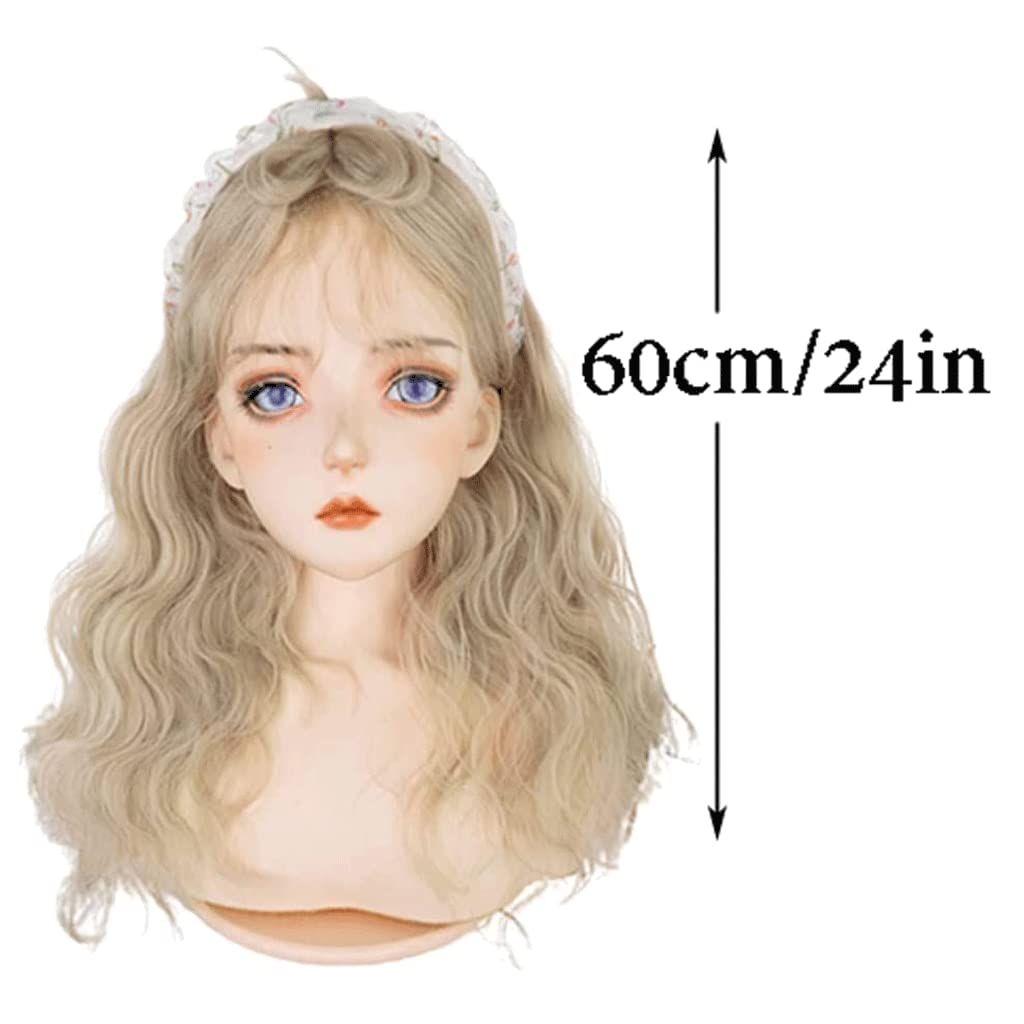 parrucca realistica Parrucche Da Donna Alla Moda Parrucca Ondulata Sciolta Completa Con Frangetta Parrucca Sintetica Naturale 60 Cm / 24 Pollici In Cerca Di Uso Quotidiano Per Feste eleganza naturale