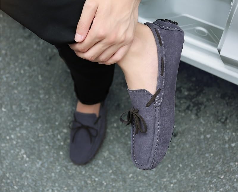 Mens Loafers Shoe Square Toe Suede Vamp Driving Boatshoes Comfortable Lightweight Flat Heel Walking Slip On4