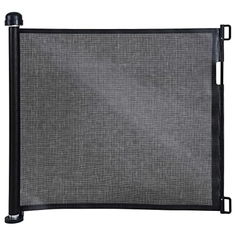 ESTEXO Treppenschutzrollo Türschutzgitter Treppenschutzgitter Treppengitter Türgitter Absperrgitter Rollo Ausziehbar Schwarz Cover