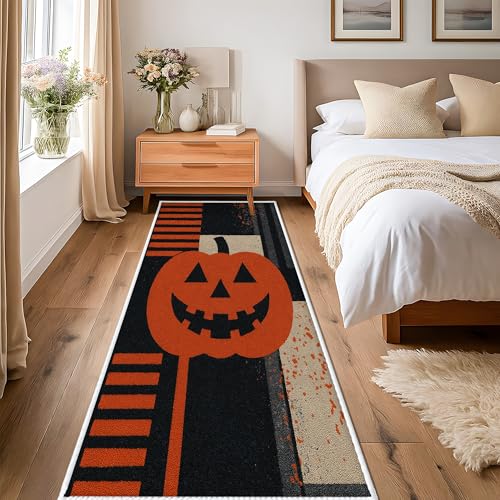 Tapis rectangulaire à poils courts design citrouille d'automne - 5