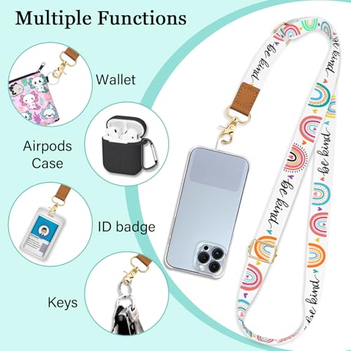 Image of Piefly Cell Phone Lanyard Crossbody Wrist Strap Adjustable for Women Cute | Travel Daily Teacher, Around the Neck, Hands-free, Universal, Fit Key ID badge, Accessories, Compatible with Most Smartphones