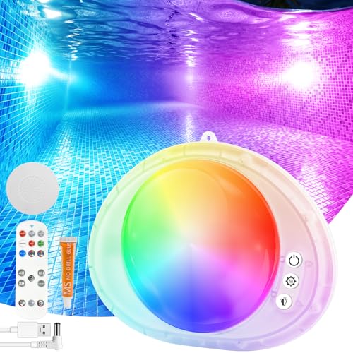 LanPool Pool Lights for Inground & Above Ground Pool Underwater Submersible Swimming LED Pool Light with Remote Control Waterproof Magnetic Pools Lights for Inground Above Ground Pools Hot tub-1 PC