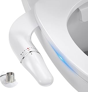 Bidet Ultra-Slim Bidet Attachment for Toilet, Minimalist and Stylish Dual Nozzle (Frontal and Rear Wash) Non-Electric Fresh Water Bidet, Easy to Install and Use (Silver/White)