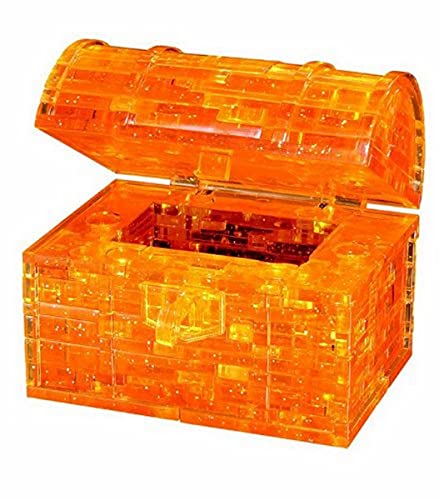 Bepuzzled Original 3D Crystal Puzzle - Treasure Chest, Gold - Fun yet challenging brain teaser that will test your skills and imagination, For Ages 12+
