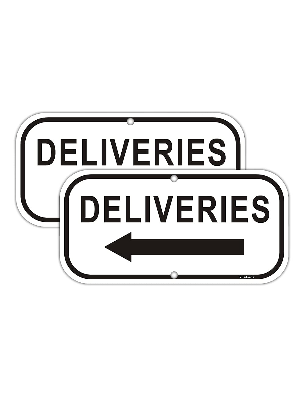 Deliveries with Arrow Left Sign (2Pack) Deliveries Signs Yuntarda 12"x6" .040 Reflective Aluminum Professional Printing UV Coating Weather Resistant Easy to Mount