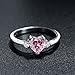 ACEFEEL 925 Sterling Silver Heart Shaped Pink Cubic Zirconia Engagement Promise Band Ring Size 10