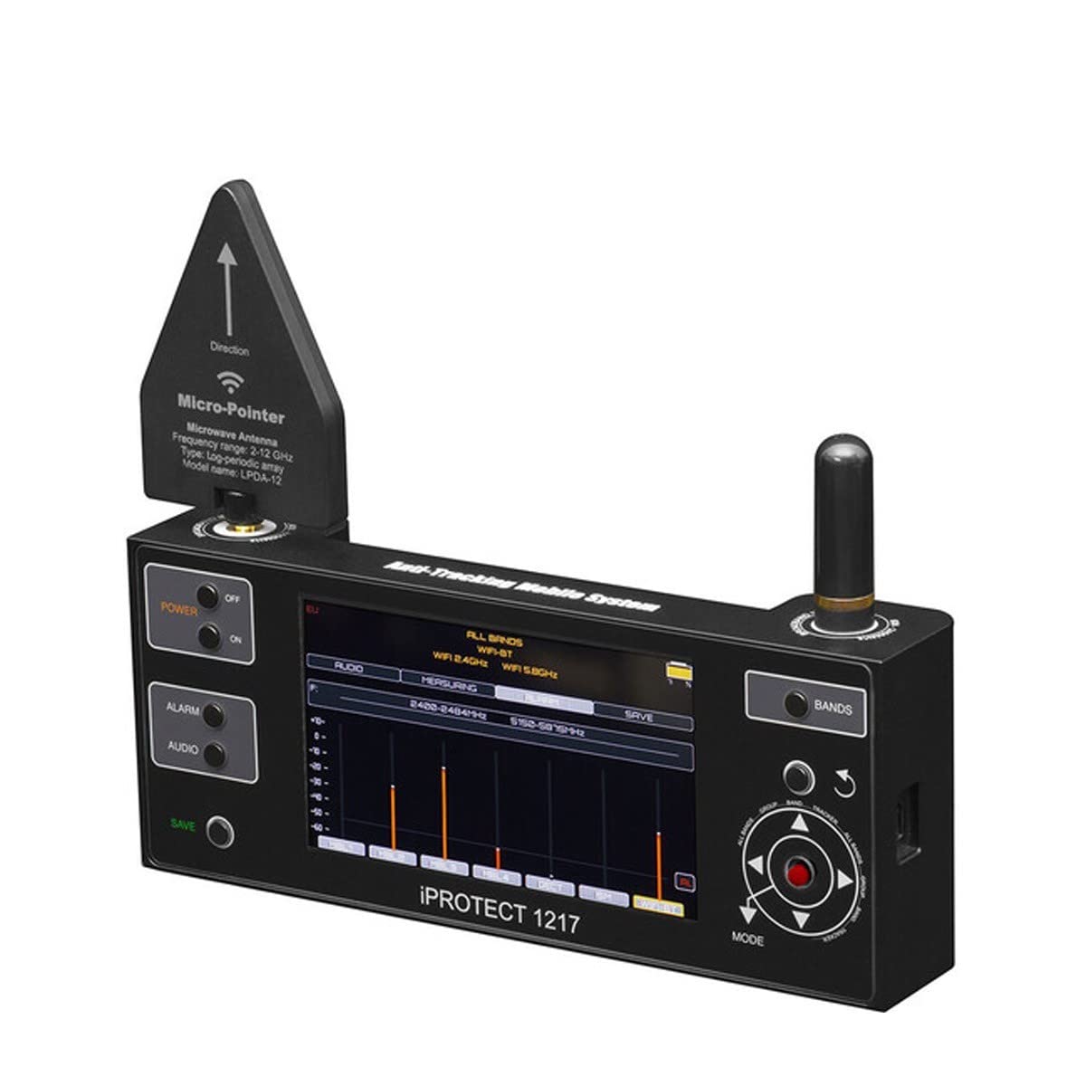 iProtect DD1217 GSM 3G 4G 5G LTE GPS Bluetooth Wireless Hidden Camera Signal Bug Detector