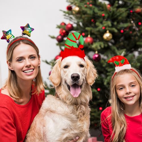Hovacy TP0002 16 Packs Christmas Headbands, Cute Universal Christmas Toppers, Santa Hat, Reindeer Antlers, Snowman, Elf Hat, Bow Headwear For Adults Kids, Christmas Party Favors Holiday Supplies thumb #6