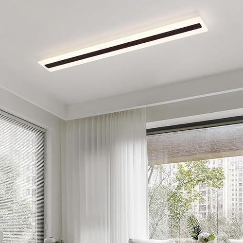 Plafonnier LED noir rectangle 60cm en métal et acrylique avec éclairage moderne lumière neutre