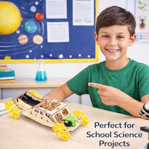 Image of DIY Amphibious Armored Vehicle Science Kit for Kids | Wooden STEM Toy with Motor & Wheels | Educational Craft Project | 8+ Years (Wireless Remote Control Car) (Amphibious Armored Vehicle)