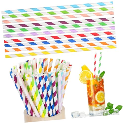 250 pitillos de papel decorativos a rayas para fiesta miniatura 1