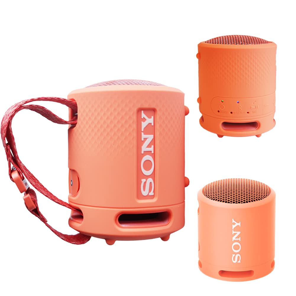 Silicone Case Cover for Sony SRS XB13 Extra BASS Wireless Portable Compact Speaker, Protective Skin Sleeve Shell with Standing Feet for Sony SRS-XB13 Speaker Accessories (Orange)