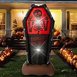 HZGDEJTG 5FT Coffin, Halloween Outdoor Inflatable Decoration, with LED Lights, Suitable for Outdoor Lawns, Gardens, Terraces and Halloween Parties