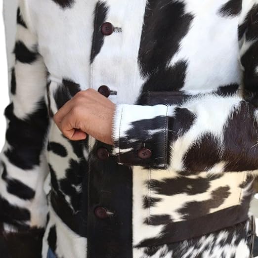 Men's Genuine Cowhide Leather Jacket Natural Hair-On Cow Skin Fashion Coat" By Reclaimed Vintage 6