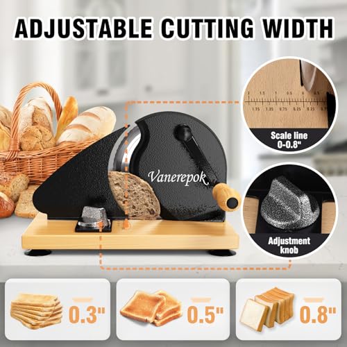 Image of vanerepok Manual Bread Slicer Adjustable Thickness for Homemade Sourdough