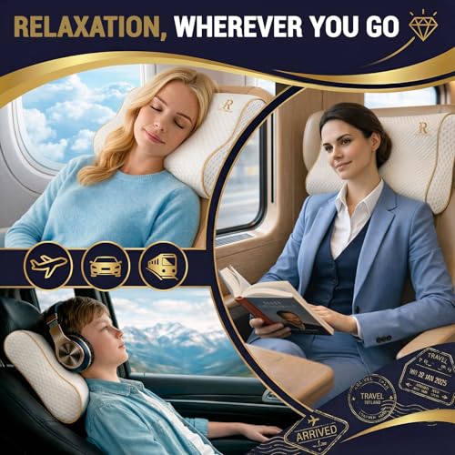 Image of 2-Pack Travel Memory Foam Pillow, Camping, Cervical for Pain, Contour, Pillow for Neck and Shoulder, Neck