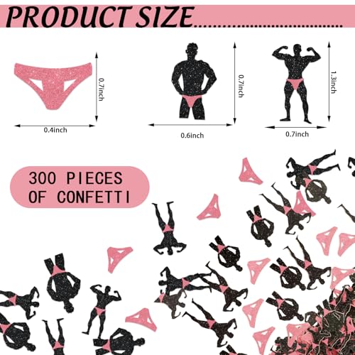 Image of Whaline 300 Pcs Bachelorette Party Table Confetti Funny Male Confetti Black Pink Table Centerpiece For Bridal Shower Party Decoration