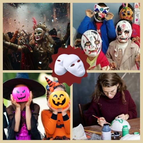 Máscaras de Papel para Pintar Carnaval, Maske Weiß,6pcs DIY Weiße Papier Maske,Theathermaske zum Bemalen,Maskerade Masken,Überstreichbare Papiermasken