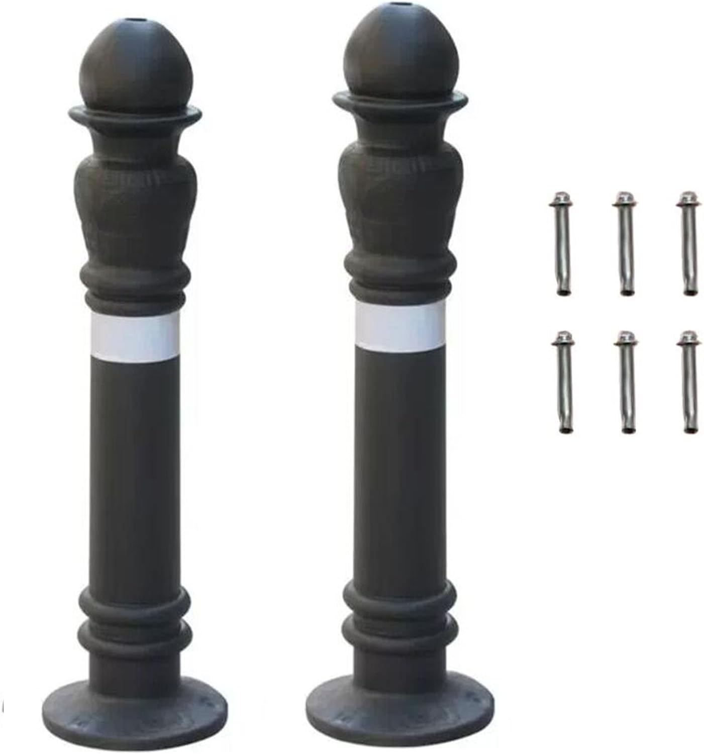 Reflective Traffic Safety Cones, 2Pcs Driveway Parking Bollards with Mounting Expansion Bolts for Home Garage, Street Decor & Traffic Sensitive Areas