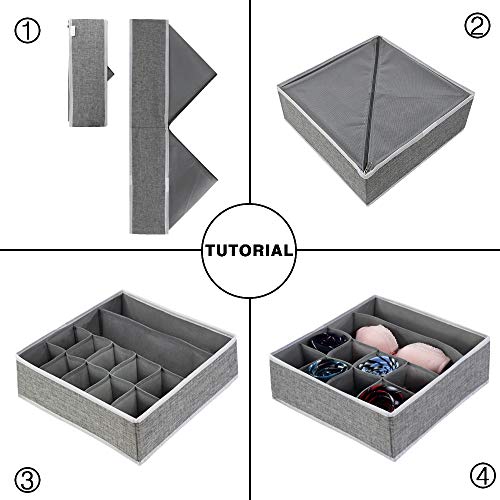 Dresser Drawer Organizer Divider, Foldable Underwear Clothes Storage bins Organizer for Bras,Ties,Belts,Socks, Set of 2