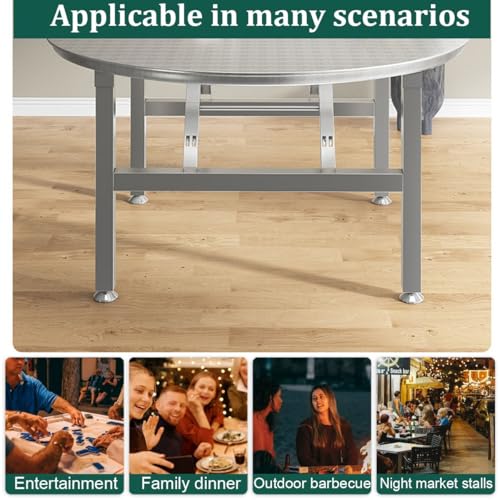 Table ronde pliante pour petits espaces repas modulable intérieur extérieur - 8