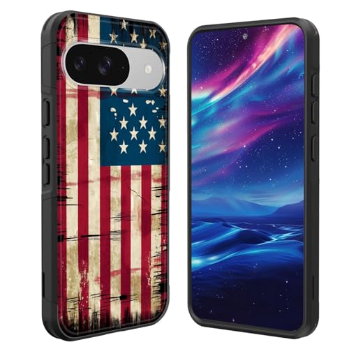GFEWYTJYJ for Google Pixel 10/Pixel 10 Pro 6.3 Inch 2025 Case,[10 FT Military Grade Drop Protection] Non-Slip Heavy Duty Shockproof Phone Case,Vintage American Flag