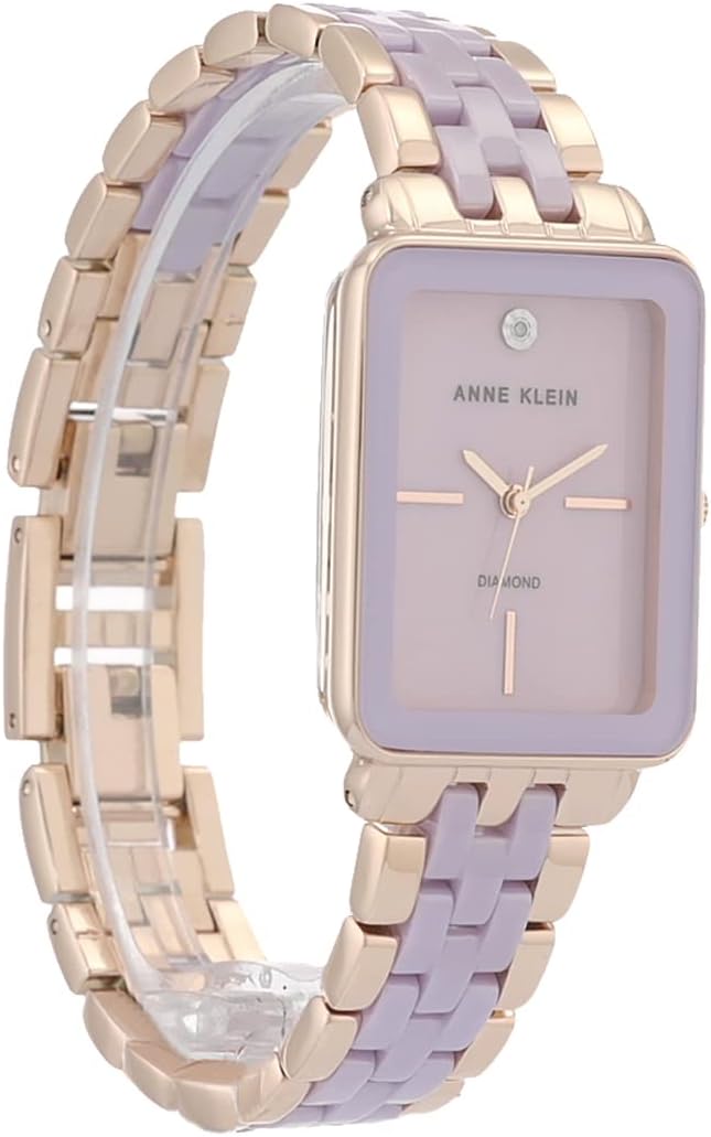 Anne Klein Women's Genuine Diamond Dial Ceramic Bracelet Watch Rose Gold/Lavender image 3 of 6 B09R5196CQ