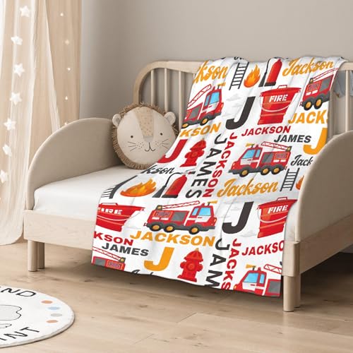 Image of Personalized Fire Trucks Firefighter Custom Baby Blanket Gifts for Boys Girls Super Soft Blanket Swaddle Newborn Cozy Receiving Blanket Stroller Throw 40x30 in for Puppy