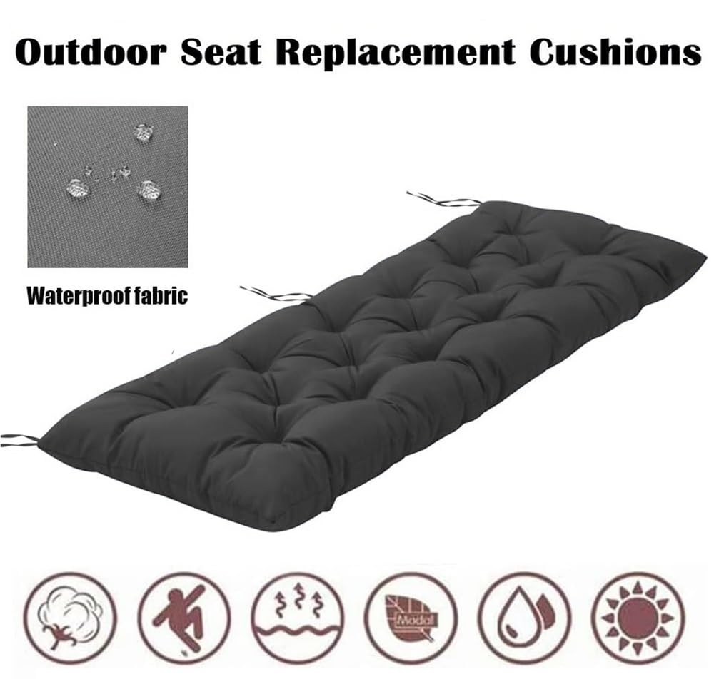Cojín impermeable para columpio de jardín, cojín de repuesto para silla mecedora, almohada para muebles de patio, 120 x 50 cm, apto para metal y madera