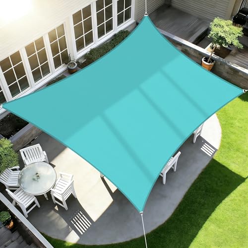 ECOOPTS 16'x20' HDPE Sun Shade Sail Rectangle Canopy Shades for Outdoor Patio Pergola Cover Blockage 95% UV Resistant(Turquoise)