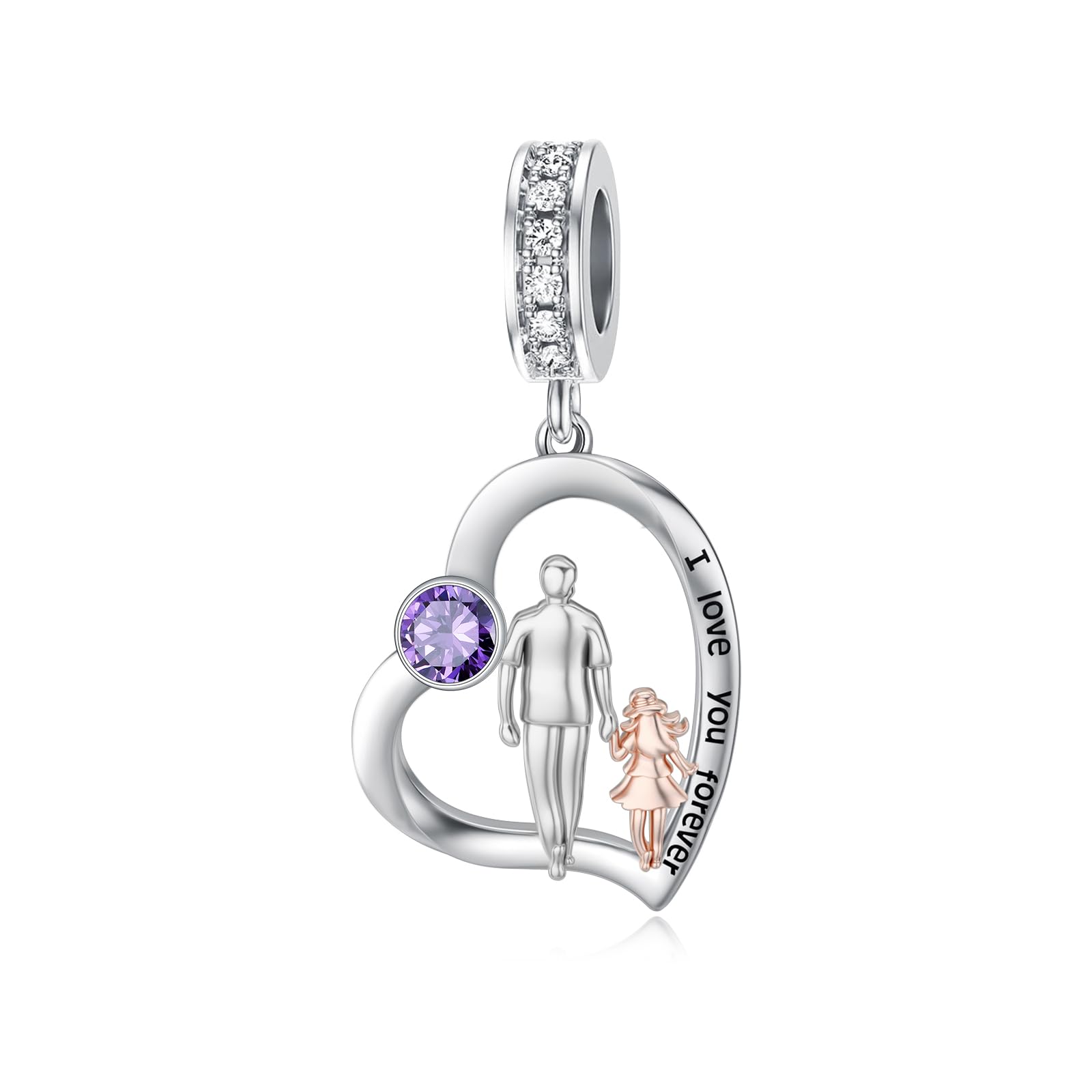 PROESS Father Mother Daughter Charm fit Charms Bracelet Sterling Silver Charms for Bracelets Birthday Valentines Day Gifts for Daughter Mother Lover