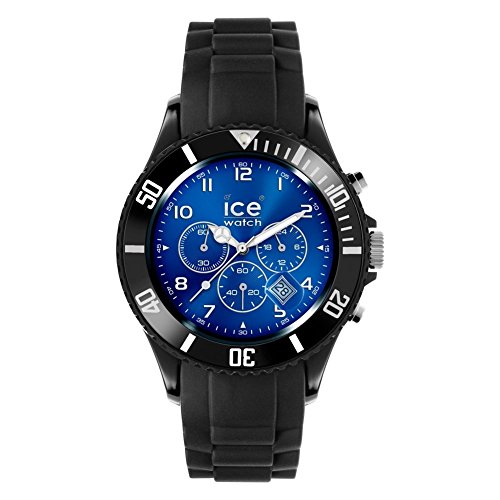 Chrono montre homme analogique quartz silicone noir cadran chronographe sport