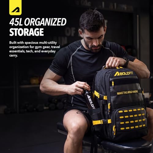Image of Boldfit Tactical Backpack for Gym & Travel - 45L Heavy Duty Molle Bag with Dedicated Shoe Compartment, 16 Inch Padded Laptop Sleeve & Multi-Utility Organizers IronHaul - Black