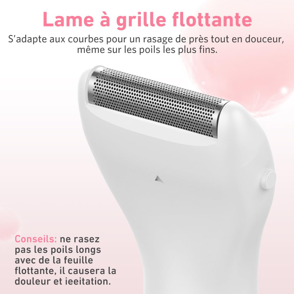 Tondeuse Intime Femme Rechargeable 2 en 1, Rasoir Bikini pour Maillot et Pubis, Tête de Précision et Grille de Finition, USB-C, Sans Fil, Utilisation à Sec, Soin Doux des Zones Sensibles