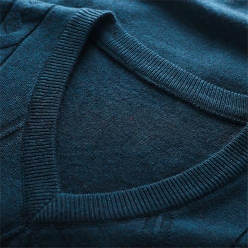Men’S Business Casual V-Neck Knit Vest with Argyle Pattern Sleeveless Pullover4