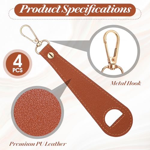 4 Pack PU Leather Hat Clip for Travel, Travel Hat Hooks Hands-Free Cap Holder for Bags Backpack Luggage Purse Hiking Gear Clip-on Holder Strap for Baseball Snapback and Ponytail Caps3